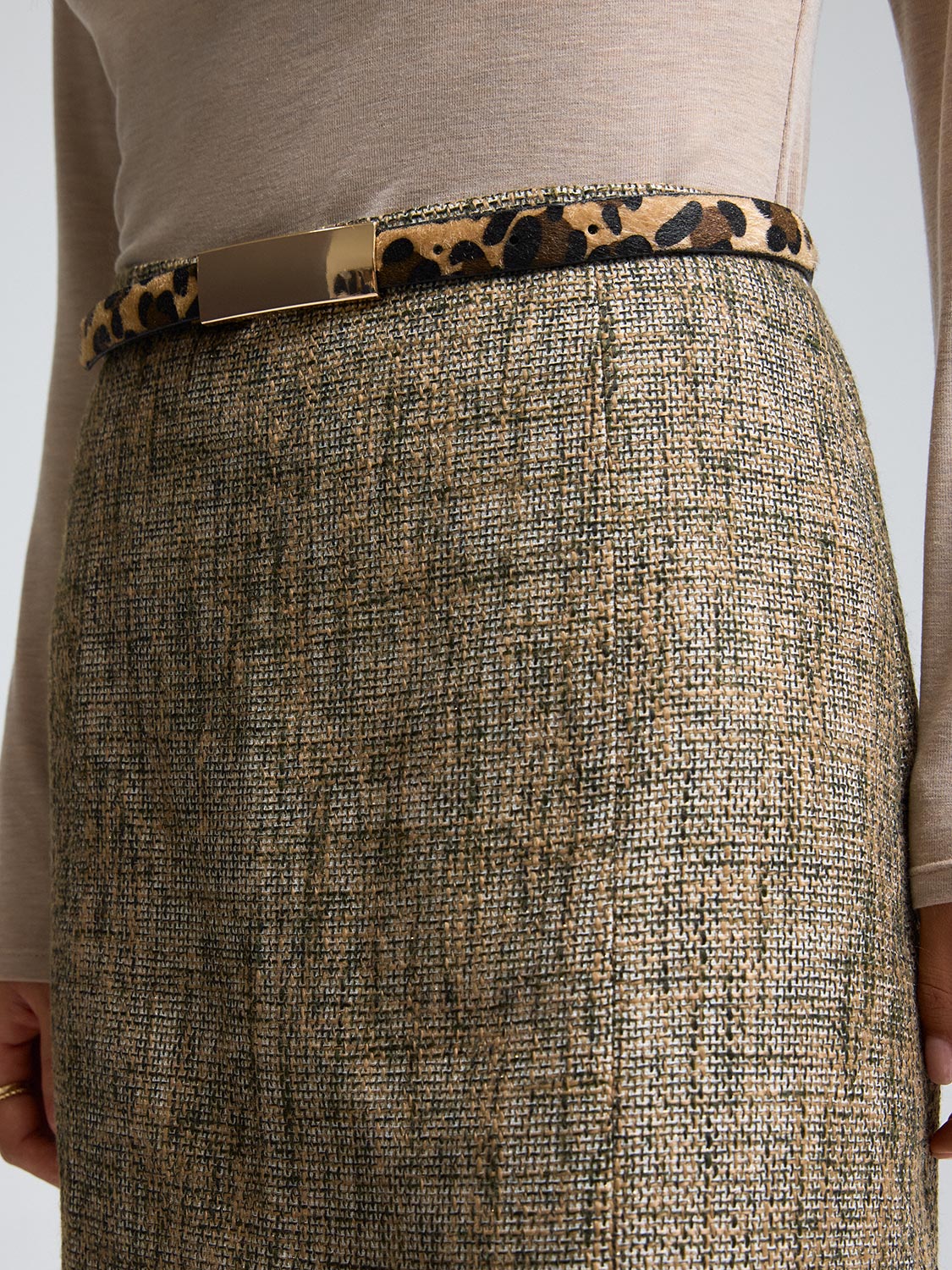 Gold Buckle Leopard Print Belt