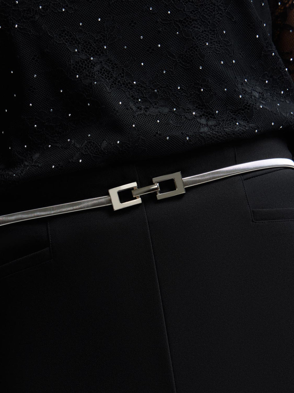 Square Buckle Stretch Metal Belt