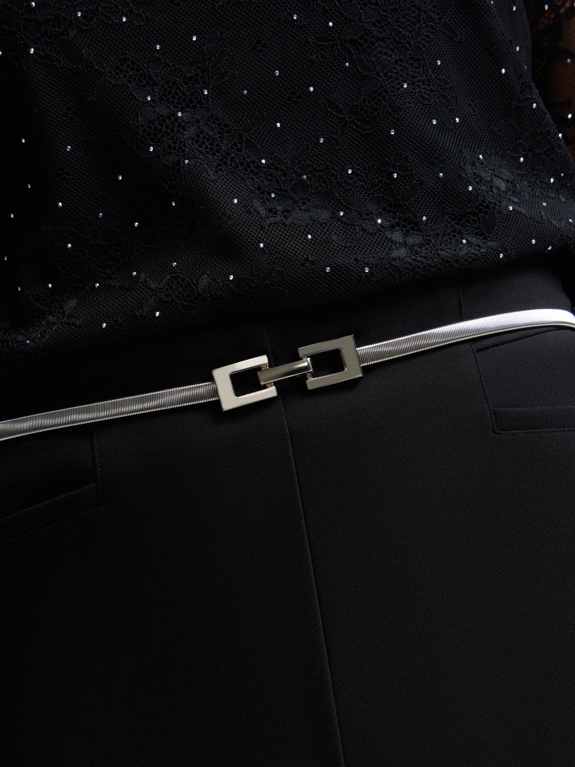 Square Buckle Stretch Metal Belt