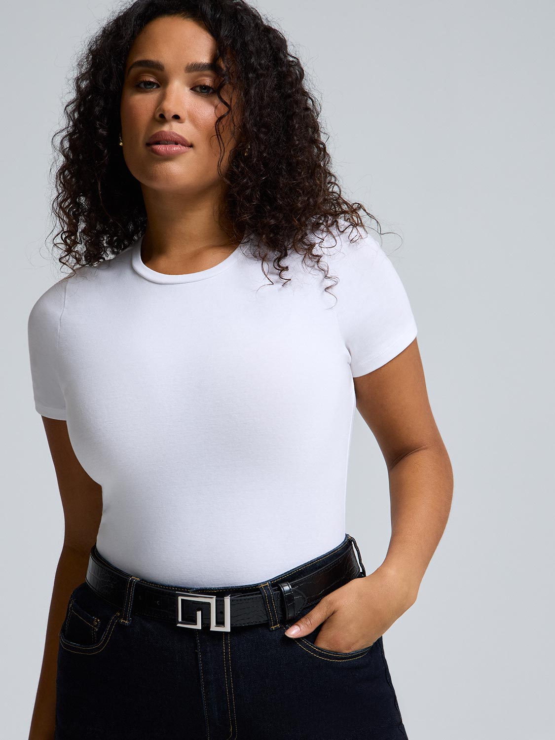 Geometric Buckle Crocodile Belt