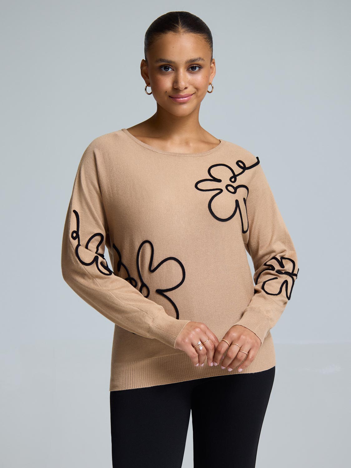 Knit Sweater With Floral Design