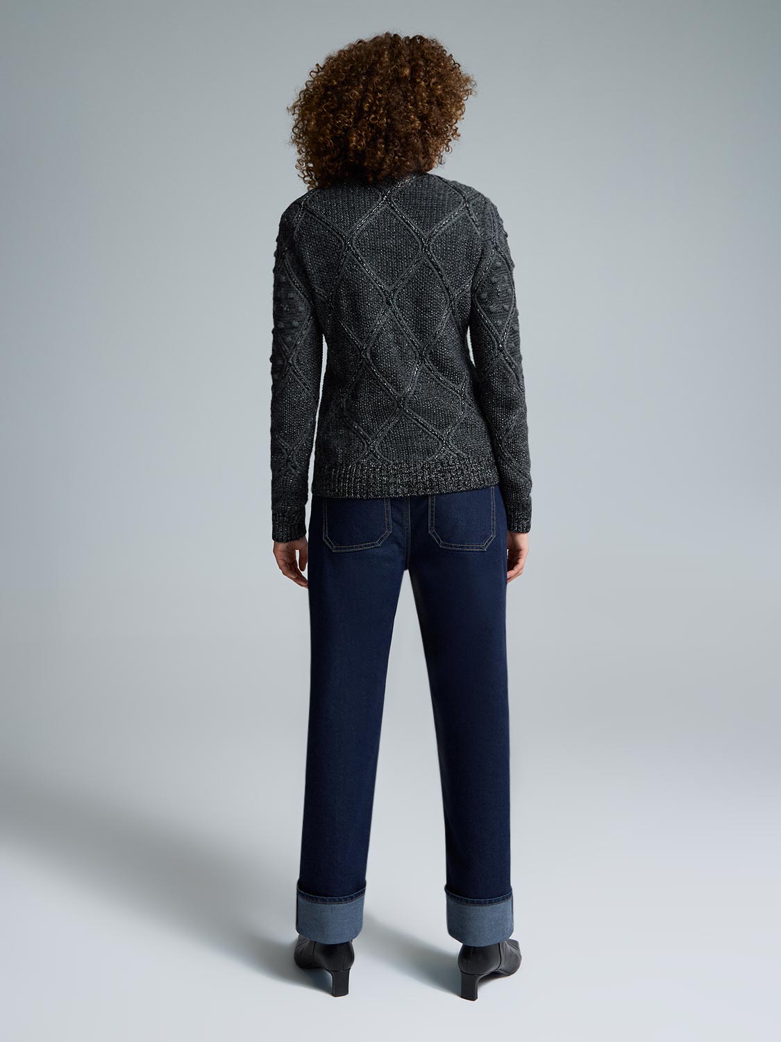 Mock Neck Pom Pom Detailed Sweater