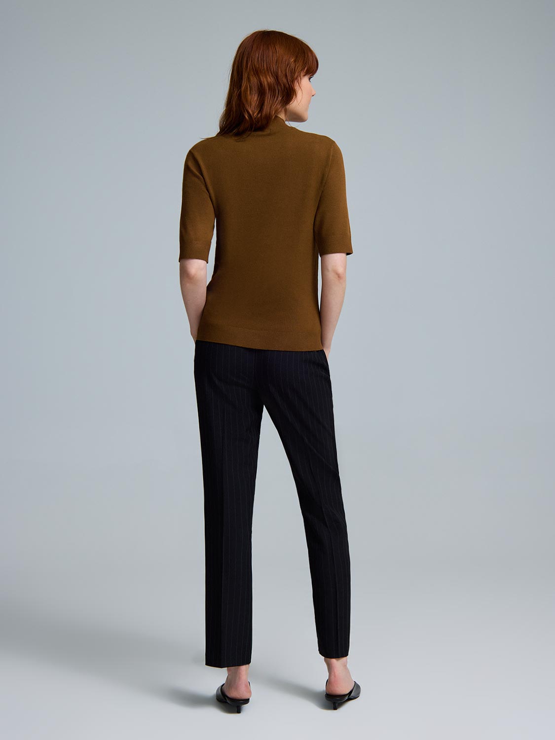Elbow Sleeve Mock Neck Top