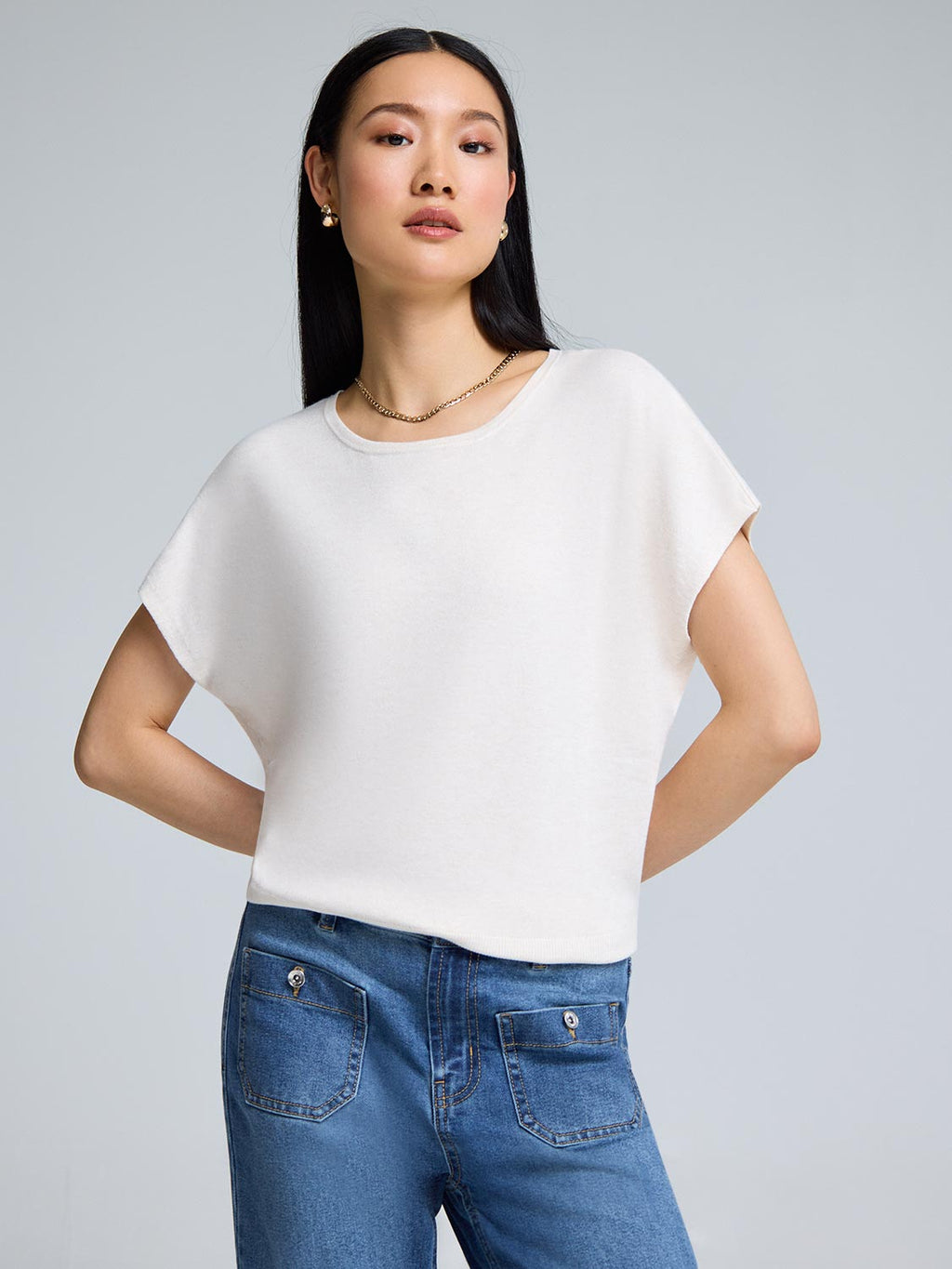 Short Sleeve Crew Neck Sweater
