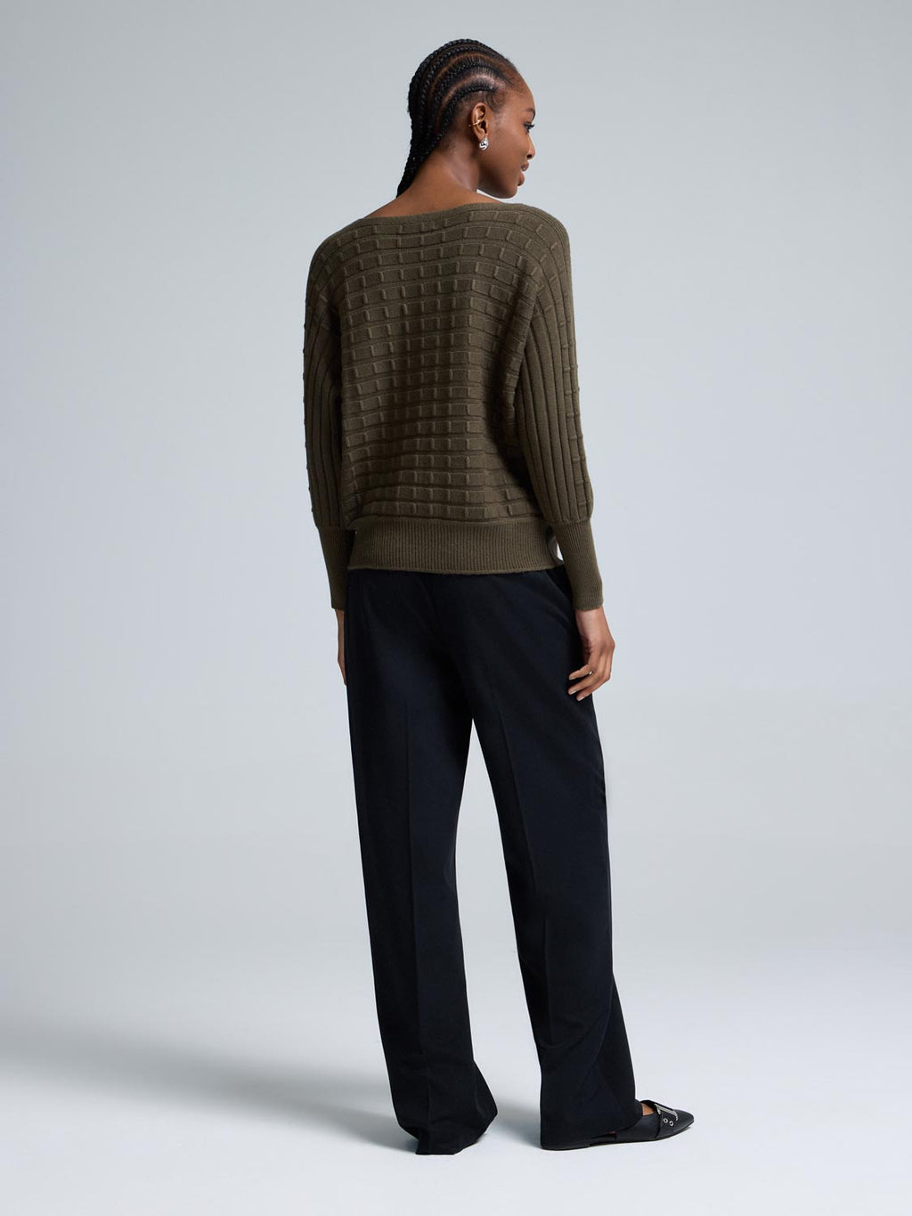 Dolman Sleeve Cable Knit Sweater