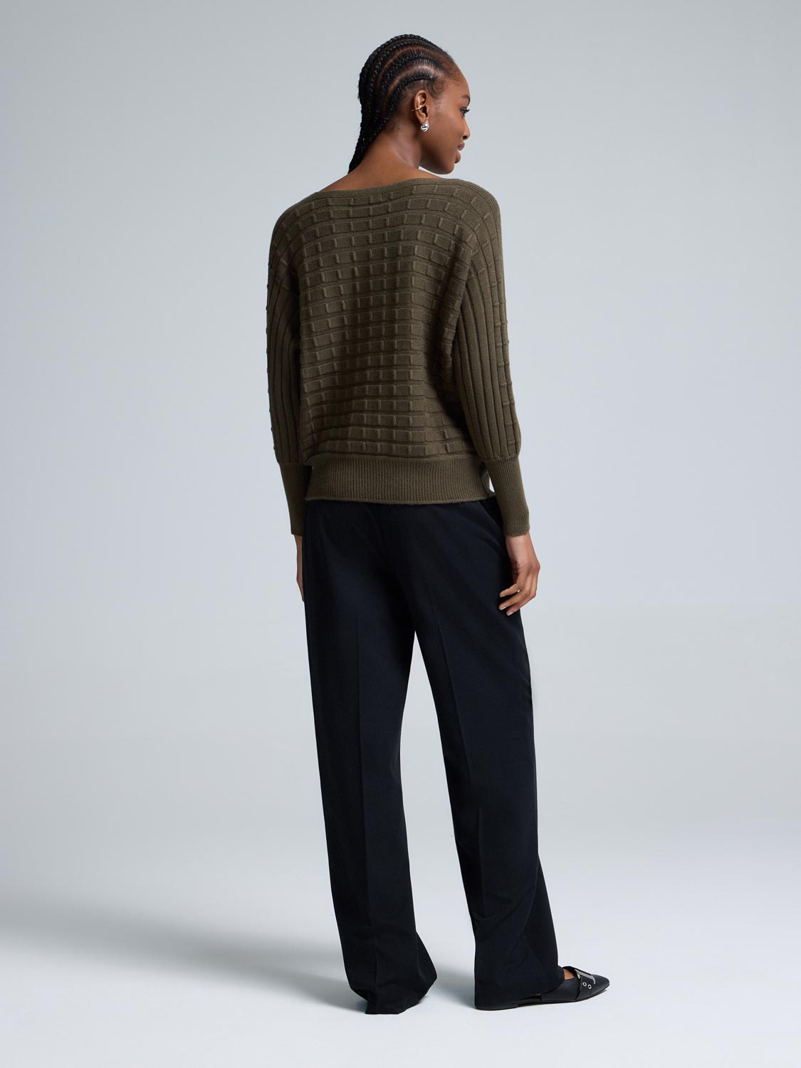 Dolman Sleeve Cable Knit Sweater