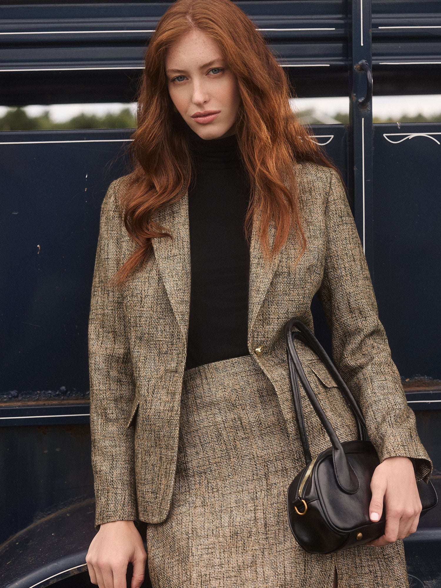 1-Button Tweed Blazer