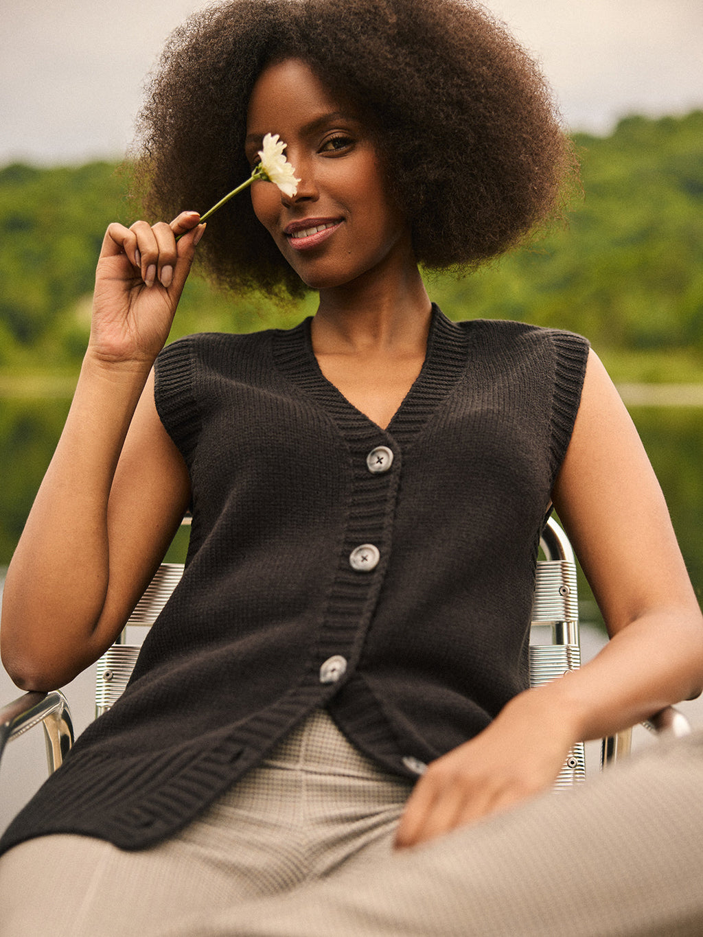 Wool Button-Front Sweater Vest