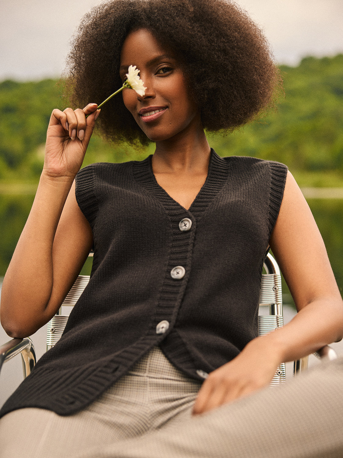 Wool Button-Front Sweater Vest